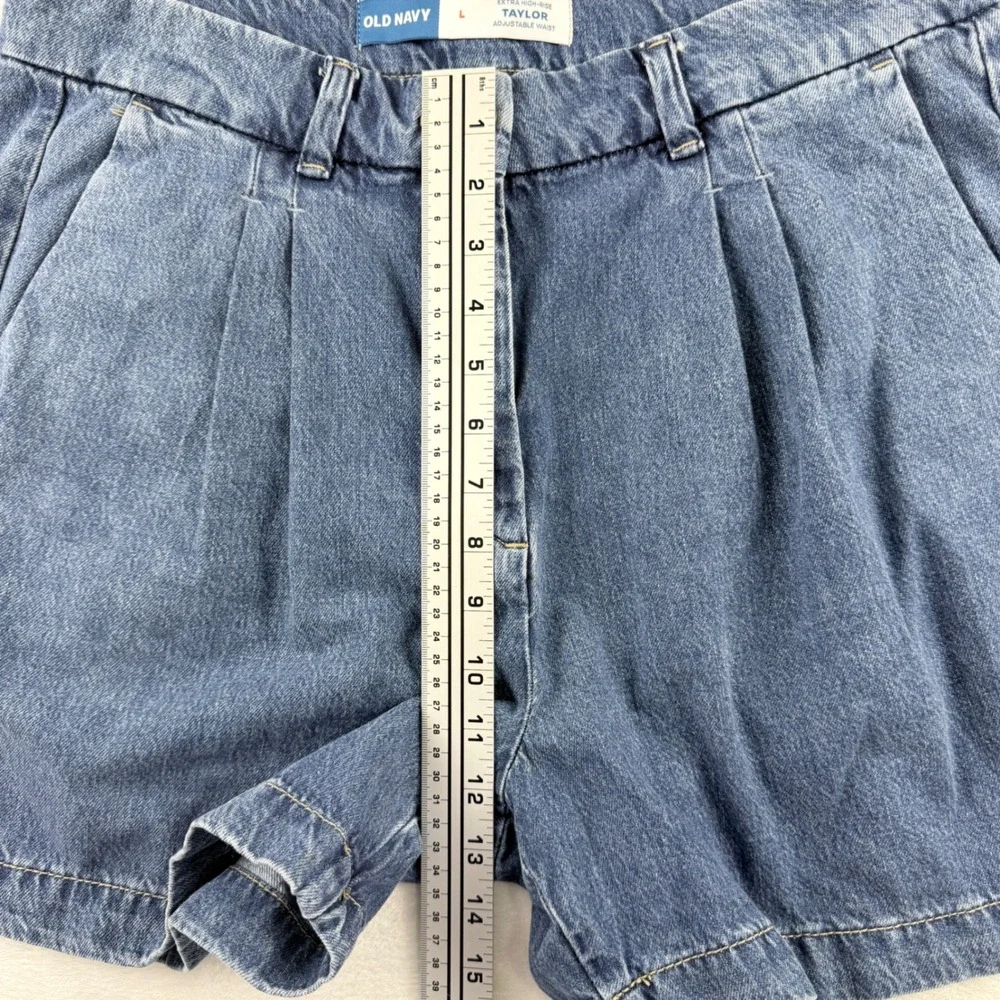 Old Navy Denim Shorts‎ Taylor Extra High-Rise Pleated Blue Size L